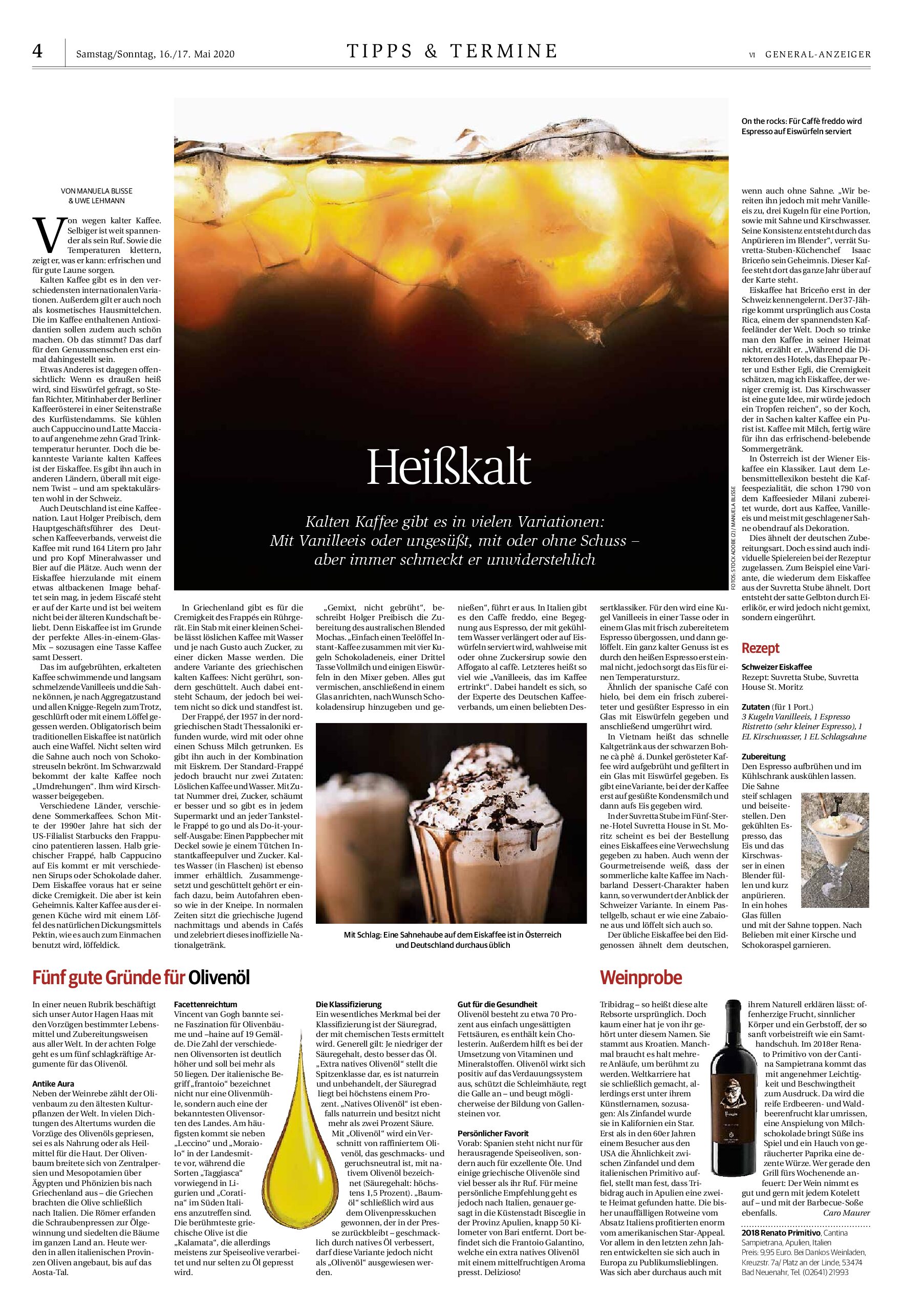 DICONO DI NOI – Caro Maurer’ (Master of Wine) article (General-Anzeiger) about “Renato” Wine